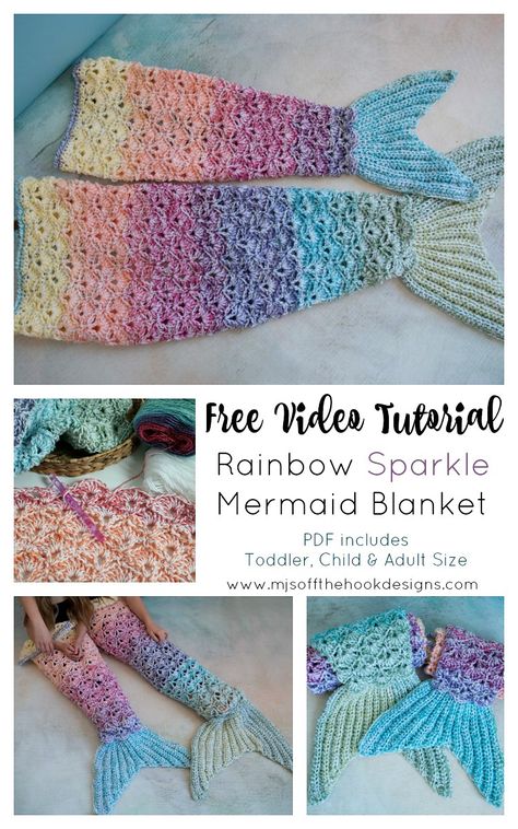 Ravelry: Rainbow Sparkle Mermaid Blanket by MJ's Off The Hook Designs