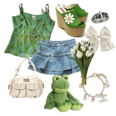 Bloom Core Outfits, Cute Summer Fashion, Kawaii Fashion Outfits, 2000s Fashion Outfits, Green Outfit, Swaggy Outfits, Really Cute Outfits, Kawaii Clothes, 2000s Fashion