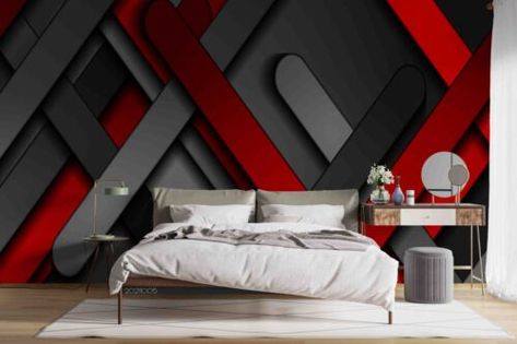 ad eBay - 3D Geometric Solid Red Black Self-adhesive Removeable Wallpaper Wall Mural1 - Buy Now, click the link (eBay) 3d Bedding Sets, 3d Bedding, Ceiling Murals, 3d Wall Murals, Gray Wall, Geometric Solids, Paint Wall, 99 Design, Kids Wall Murals