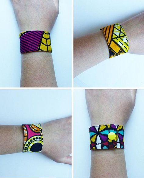 African Fabric Accessories, Fabric Cuff Bracelet, African Accessories, Beadwork Designs, African Necklace, Fabric Necklace, Fabric Cuff, Fabric Accessories, African Wax Print