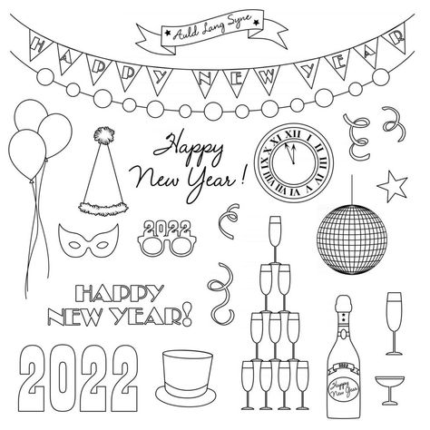 timbres numériques de la veille du nouvel an 2022 Poodle Clipart, Auld Lang Syne, Digital Stamps, Nouvel An, 1 Million, New Years Eve, Vector Art, Stock Illustration, Print On Demand