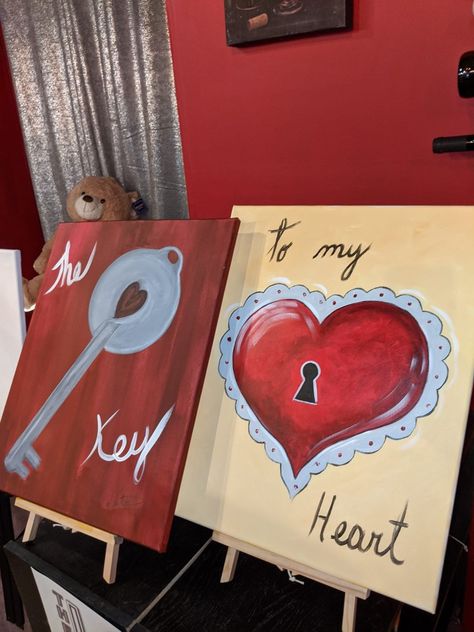 His And Hers Canvas Painting Ideas, Matching Paintings Canvas Easy Diy, Painting Ideas For Boyfriend Birthday, Painting Ideas For Anniversary, Cute Painting Ideas For Couples, Cute Things To Paint For Your Girlfriend, Paintings For Boyfriends Easy, Painting For Boyfriend Birthday, Cute Love Paintings Easy