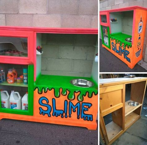 Diy Slime Station Ideas | Storage station, Diy slime, Slime Slime Station Organization, Slime Station Ideas, Slime Organization Ideas, Closet Kids Room, Slime Station, Slime Storage, Kid Furniture, Craft Room Closet, Den Design