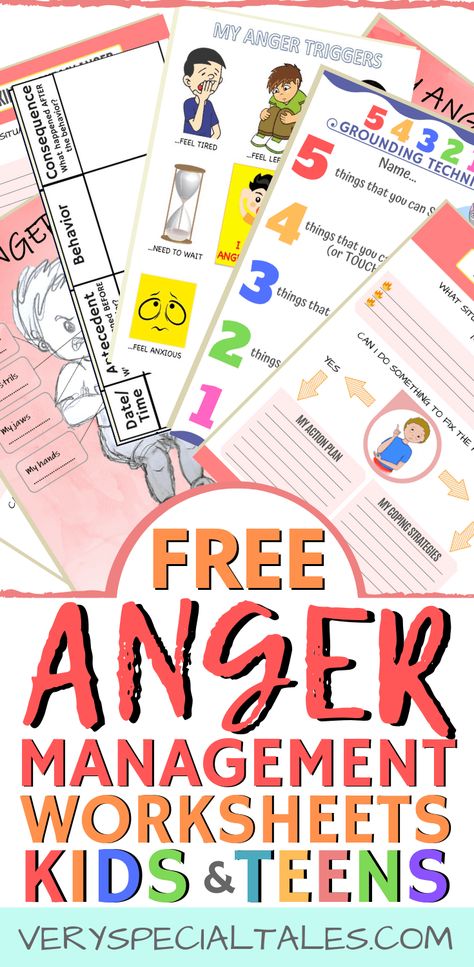 FREE ANGER MANAGEMENT WORKSHEETS FOR KIDS AND TEENS: Anger signs, anger triggers, problem solving, expressing emotions Anger Management Worksheet, Anger Management Activities For Kids, Anger Triggers, Anger Worksheets, Anger Management For Kids, Anger Management Activities, Counselling Tools, Anger Management Worksheets, Coping Skills Activities