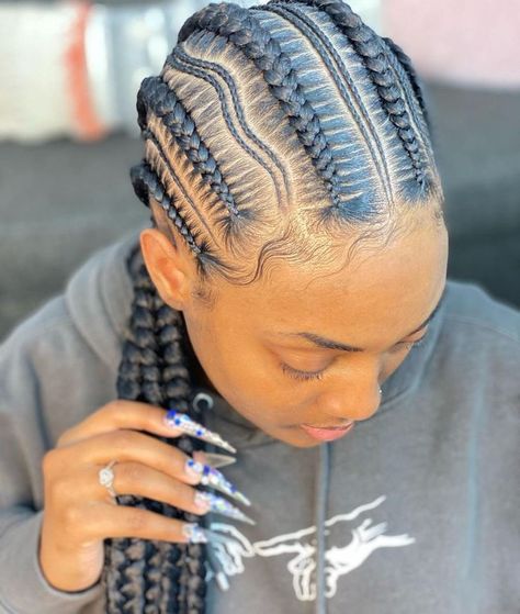 Hairstyles Ideas For Long Hair, Big Cornrows Hairstyles, Big Cornrows, Hairstyles For Thinning Hair, Latest Hair Braids, For Long Hair Hairstyles, Ideas For Long Hair, Long Hair Hairstyles, Feed In Braids Hairstyles