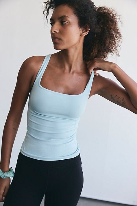 With a barely-there feel and so sleek fit, this essential active tank features a full-length fit with a high-neckline and breathable details. * 4-way stretch fit * Won’t ride up as you work out * Lightweight, non-bulky style | Good Karma Long Tank Top by FP Movement at Free People in Mint Momentum, Size: XS/S Long Tank Top, Tøp Aesthetic, Free People Activewear, Free People Tank Top, Long Tank Tops, Good Karma, Long Tank, Gym Tank Tops, Free People Clothing