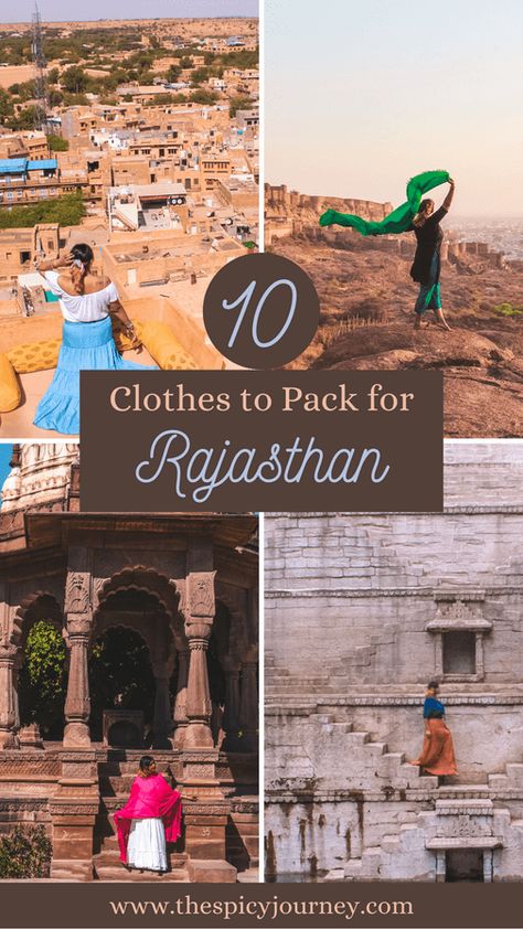 What to Wear in Rajasthan: Perfect Packing Guide for Women - The Spicy Journey Clothes For Rajasthan Trip, Dress To Wear In Jaipur, Tour Clothes For Women, Clothes To Wear In Udaipur, Udaipur Travel Outfit, Outfits To Wear In Rajasthan Trip, What To Wear In Jaipur Trip, Jaipur Tourist Outfits, Dress To Wear In Rajasthan