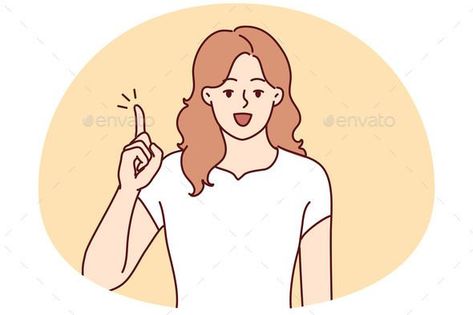 Smiling Woman with Finger Up Generate Idea Cute Animation Cartoon, Cute Animations Cartoon, Cute Animation, Pointing Finger, Pointing Fingers, Woman Smiling, Smiling Woman, Animation Cartoon, Graphic Design Print