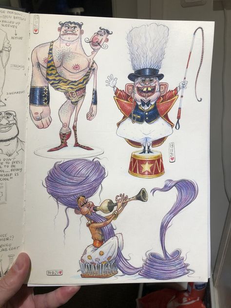 ArtStation - Welcome to the Circus, Jeremy Hoffman Welcome To The Circus, Circus Illustration, Sketchbook Challenge, Circus Characters, Concept Sketches, Circus Art, Artist Sketchbook, Book Illustration Art, Funny Drawings