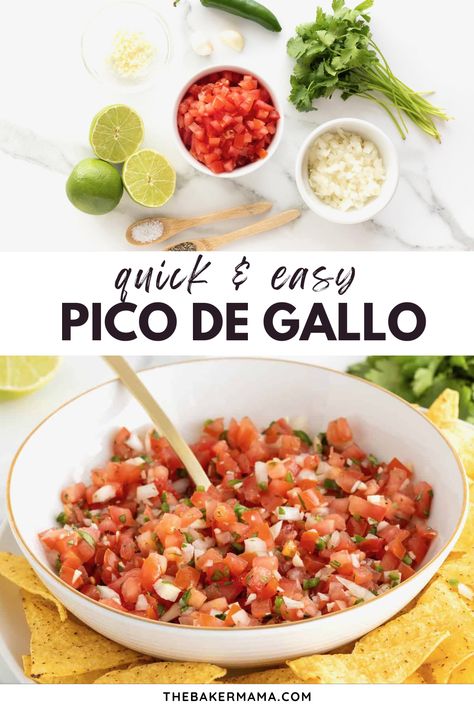 This classic Pico de Gallo recipe is perfect for anytime of year! Finely chopped fresh onion, tomato and jalapeños seasoned with salt, lime juice and cilantro are the perfect combination. Great on tacos, nachos, chips and more! Pico De Galo Recipes, Nachos Chips, Awesome Appetizers, Family Snacks, Festive Appetizers, Slow Cooker Meatballs, Delicious Appetizer Recipes, Fresh Salsa, Summer Salad Recipes