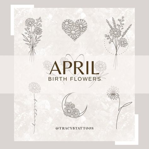 April Birth Tattoo, April Flower Tattoo, Birth Flower For April, Fine Line Flower Tattoo, Tattoo Kids, April Birth Flower, Custom Tattoos, April Flowers, Birth Flower Tattoos