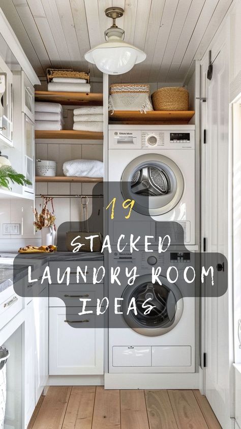 Narrow Laundry Closet, Hallway Laundry Ideas, Maximize Laundry Room Space, Small Laundry Room Ideas Stacked Washer, Tiny Laundry Room Stacked Washer Dryer, Open Cabinet Laundry Room, Laundry Room Plus Pantry, Small Hallway Laundry Room Ideas, Diy Laundry Room Built In