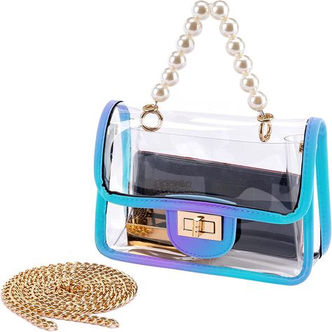 Amazon.com: YING YUMEI Clear Purse for Women, Holographic Crossbody Clutch Handbag Cute, Fashion Small See Through Bag (Luminous Blue) : Sports & Outdoors Taylor Swift Eras Concert, Transparent Purse, Holographic Fashion, Eras Concert, Patent Leather Leggings, Clear Clutch, Clear Handbags, Clear Purses, Purse For Women