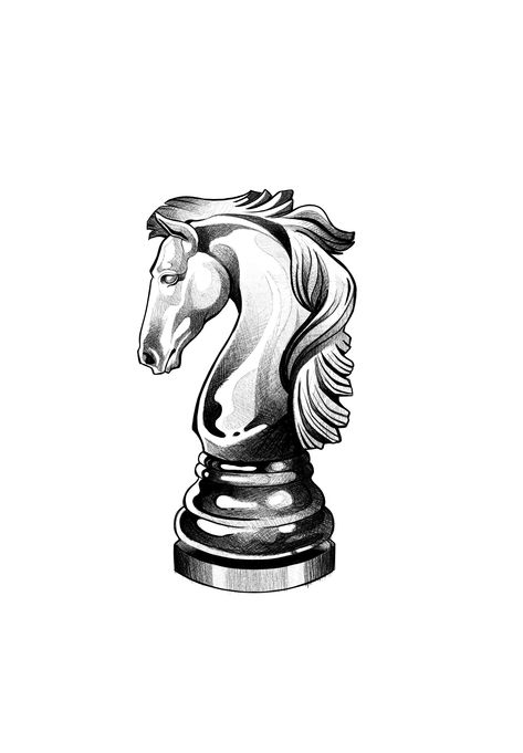 Horse Chess Piece Drawing, Knight Chess Piece Drawing, Horse Chess Piece Tattoo, Chess Horse Tattoo, Snorkel Drawing, Knight Chess Piece Tattoo, Illustrative Tattoo Style, Horse Chess Piece, Chess Piece Tattoo