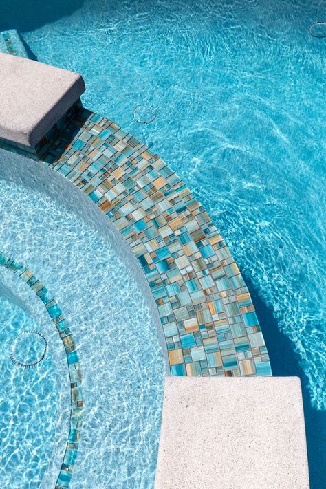 StoneScapes Mini Pebbles Aqua White Mini | NPT Pool Finishes Aqua Blue Mini Pebble Pool, Aqua White Mini Pebble Pool, Aquabella Tile Pool, Water Line Tile For Pool, Turquoise Pool Tile, White Pool Tile Waterline, Pool Tile Ideas Waterline, Pool Mosaic Ideas, Mosaic Pool Design