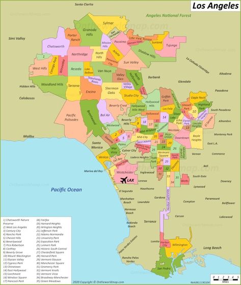 Hollywood Map, Map Of Los Angeles, Map California, Los Angeles Map, Airport Map, Los Angeles Airport, City Of Los Angeles, Canada Map, Los Angeles Neighborhoods