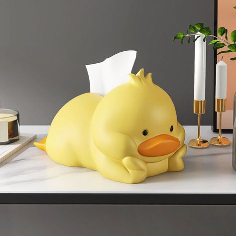 Cream style cute duck tissue box living room entrance bedroom dining room desktop home creative healing paper boxProduct Details-Name: Cute duck tissue box-Material: resin-Size: 16*18*28cm-Color: yellow, beige, white-Packaging: 1/packRecommended to buy Square Crystal Table Lamp Retro Egg Tart Table Lamp Cute Duck Decor, Rubber Duck Decorating Ideas, Duck Room Ideas, Duck Room Decor, Duck Bedroom, Duck Furniture, Duck Accessories, Creative Objects, Duck Bathroom