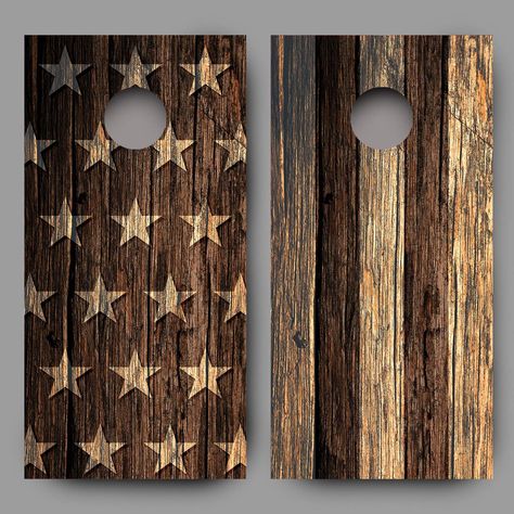 PRICES MAY VARY. NO CORN HOLE BOARDS INCLUDED-SUPPLY YOUR OWN BOARDS Choose laminated or non-laminated 7+ years of outdoor durability with laminated version Combo set 1 wrap of each style included Air Egress vinyl for bubble free easy installation in about 10 minutes PAY ATTENTION!  YOU MUST CHOOSE HOW YOU WANT THEM FINISHED! LAMINATED OR NON-LAMINATED!   Distressed Stars and Stripes on Wood Combo Cornhole Board Decal Wraps  All cornhole board decal wraps are not created equal and not everyone o Wood Background Design, Cornhole Board Decals, Diy Cornhole Boards, Cornhole Boards Designs, Cornhole Board Wraps, Cornhole Designs, Cornhole Decals, Cornhole Wraps, Corn Hole Boards