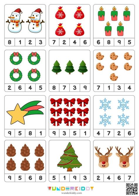 Christmas Maths Activity, Christmas For Kindergarten, Christmas Preschool Math, Christmas Counting Activities, Christmas Activities Printables, Math Christmas Activities, Christmas Worksheets For Kindergarten, Numbers Activities Preschool, Christmas Worksheets Preschool