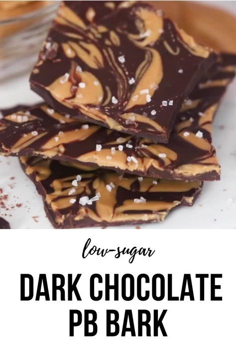 Dark Chocolate Peanut Butter Bark is made with Lily's chocolate so it's low in sugar! Skinnytaste Recipes Dark Chocolate Peanut Butter Bark, Healthy Chocolate Candy, Chocolate Bark Healthy, Dark Chocolate Peanut Butter Bark, Dark Chocolate Bark Healthy, Recipes With Dark Chocolate, Dessert Bark, Peanut Butter Chocolate Bark, Peanut Butter Bark