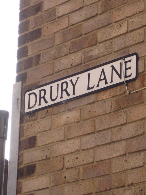 Walk down Drury Lane eating a muffin Sign Alphabet, Drury Lane, A Sense Of Place, Road Sign, Street Names, Sense Of Place, Road Signs, A Book, The Road