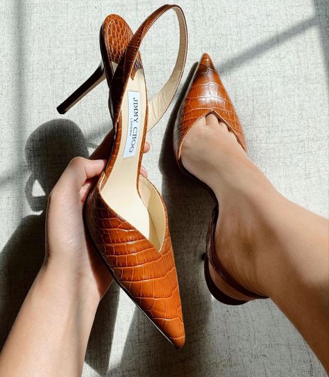 orange jimmy choo heels Vintage Jimmy Choo Heels, Jimmy Choo Heels Outfit, Jimmy Choo Heels Aesthetic, Sandal Heels Outfit, Brown Dress Shoes Women, Jimmy Choo Boots, Jimmy Choo Pumps, Shoes Heels Classy, Jimmy Choo Heels