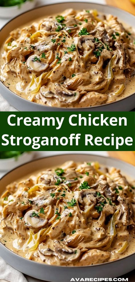 Experience the warmth of homemade cooking with this creamy chicken stroganoff. Simple ingredients come together to create a hearty dish that’s ideal for weeknight dinners or cozy gatherings. Creamy Chicken Stroganoff, Healthy Chicken Recipes For Dinner, Healthy Chicken Meals, Chicken Stroganoff Recipe, Casserole Recipes Healthy, Tasty Chicken Recipes, Craving Tasty, Quick Chicken Breast Recipes, Dinner For Family