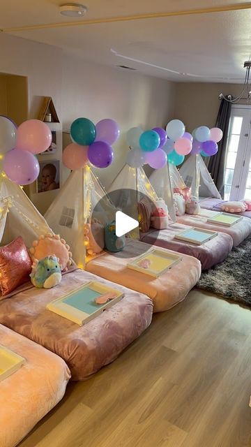 Cozy Dreams Co on Instagram: "🎉 Sneak Peek Alert! 🌟

Ever wondered what goes on behind the scenes at a slumber party setup? Well, wonder no more! Join us and our amazing squad as we prep for Harper’s epic sleepover bash! 🛌🎉

From inflatable mattresses to twinkling lights, we’re turning this space into a cozy haven for laughter and friendship! 💫✨

With my besties by my side, turning dreams into reality is the best job ever! Who said work can’t be fun? 🌙💖 #BehindTheScenes#SlumberPartyMagic#BestiesAtWork#bayareabusiness#momownedbusiness#workinmoms#teepeesleepovers#teepeesleepoverparties#cozydreamsco" Air Mattress Sleepover, Sleepover Setup, Epic Sleepover, Slumber Party Ideas, Spa Sleepover, Spa Sleepover Party, Party Setup, Picnic Ideas, Best Job