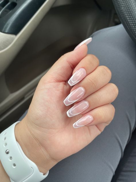 Double Line French Tip Nails, French Nail Designs, Hard Gel, Minimalist Nails, French Tip Nails, French Nails, Nail Ideas, Nail Inspo, Manicure