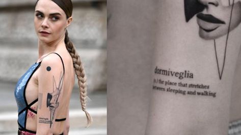 Cara Delevingne Tattoo, Italian Tattoos, Eagle Eye, Cara Delevingne, Awards Ceremony, Tattoo Artist, Arm Tattoo, Ink Tattoo, Tattoo Artists