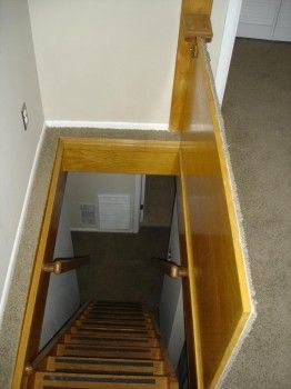 Carpeted Trap Door to Basement Trap Door To Basement, Door To Basement, Basement Stairs Remodel, Basement Stairs Ideas, Basement Entrance, Basement Doors, Trap Door, Attic Stairs, Basement Stairs