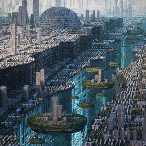 Kota Masa Depan, Concept Art Landscape, Sci Fi Landscape, Sci Fi City, Arte Cyberpunk, Art Disney, Fantasy City, Fantasy Places, Futuristic City