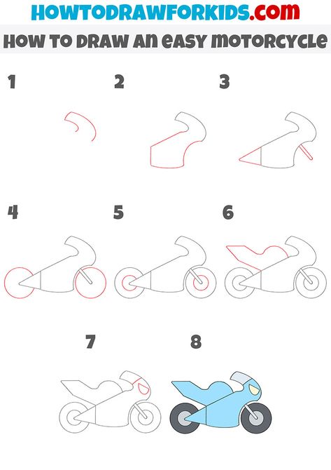 Motorcycle Easy Drawing, How To Draw Motorbike, How To Draw A Sports Car, How To Draw A Motorcycle Step By Step, How To Draw Cars Step By Step Easy, Motorbike Drawing Simple, Motorcycle Drawing Easy, How To Draw Motorcycle, How To Draw A Motorcycle