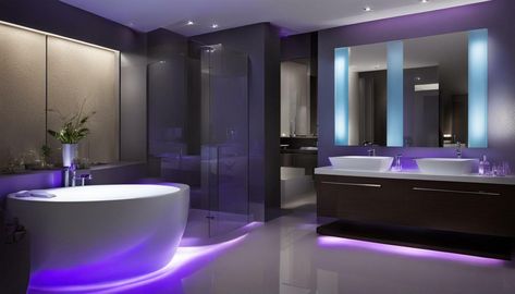 Ultimate Bathroom Mood Lighting Ideas Mood Lighting Bathroom, Mood Lighting Ideas, Ambient Bathroom, Ultimate Bathroom, Modern Bathroom Light Fixtures, Bathroom Lighting Design, Dark Bathrooms, Serene Bathroom, Modern Bathroom Lighting