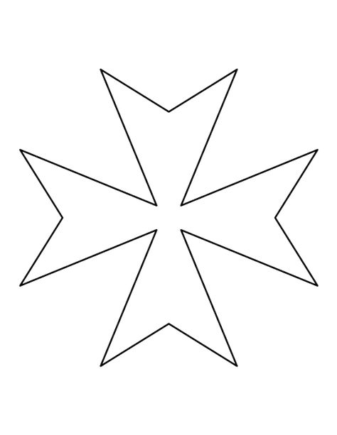 Maltese cross pattern. Use the printable outline for crafts, creating stencils, scrapbooking, and more. Free PDF template to download and print at http://patternuniverse.com/download/maltese-cross-pattern/ Free Symbol, Doodle Template, Draw Zentangle, Free Symbols, Knight Party, Medieval Party, Printable Shapes, Youtube Banner Template, Religious Tattoos