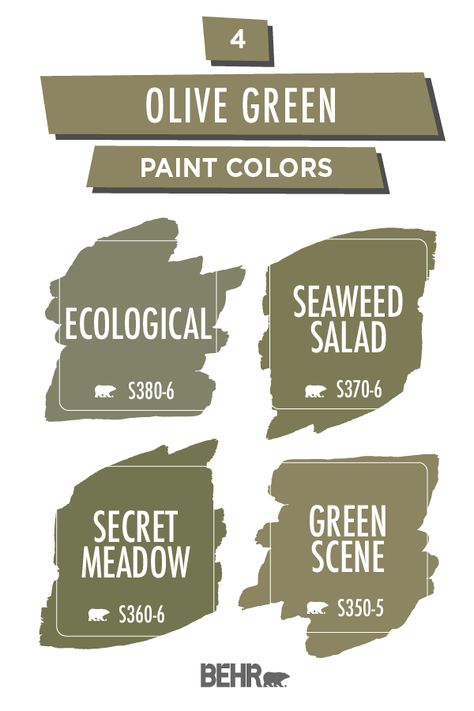 Green House Paint, Olive Green Paint, Olive Green Paints, Green Doors, Green Wall Color, Barn House Interior, House Improvement, Olive Green Walls, Behr Colors