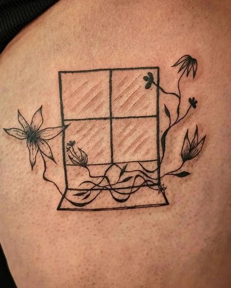 The open window 🤗 I have such a sweet spot and connection to this piece so it felt so fulfilling to tattoo this on an amazing client. Thank you Mylinh for coming back and allowing me to bring this to life on you ❤️🪟 . . . . . #windowtattoo #flashtattoo #londontattoo #floraltattoo #thightattoo #stokenewington #blackwork #illustration Open Window Tattoo, Blackwork Illustration, Window Tattoo, London Tattoo, Windows Me, Open Window, Thigh Tattoo, Tattoo On, Flash Tattoo