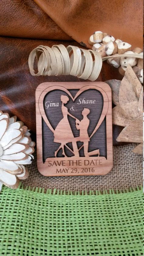 Wood Save-The-date Magnet /Personalized Wooden Wedding magnet/Engraved Save-The-date Magnet/Rustic Magnet/Magnet Save-The-Date wooden card Save The Date Wood, Lézervágott Fa, Rustic Save The Date, Rustic Save The Dates, Wedding Magnet, Laser Engraved Ideas, Wooden Magnets, Wooden Ring Box, Wood Card