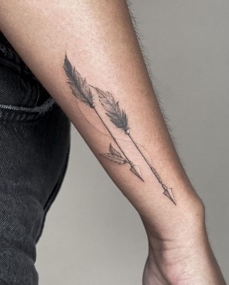 Detailed Arrow Tattoo, Female Arrow Tattoo, Forearm Arrow Tattoo Women, Arrow Design Tattoo, Double Arrow Tattoo, Flower Arrow Tattoo, Indian Arrow Tattoo, Feather Arrow Tattoo, Bow And Arrow Tattoo