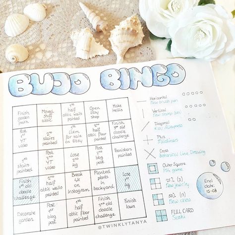 Bujo Bingo Ideas, Bingo Goals, Journal Bingo, Bujo Goals, Letter Doodle, Bullet Journal Examples, Journal Examples, 2024 Bujo, Goals Journal