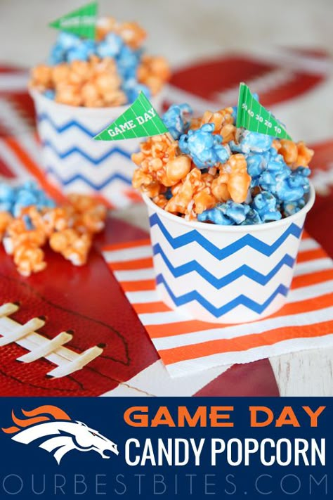 Superbowl Popcorn, Football Treats, Super Bowl Ideas, Our Best Bites, Super Bowl Snacks, Healthy Superbowl Snacks, Sweet Popcorn, Football Snacks, Go Broncos