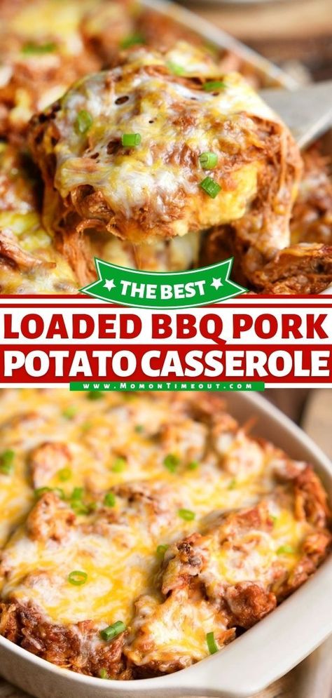 Pork Potato Casserole, Pork Casserole, Potatoe Casserole Recipes, Pork Dinner, Crowd Pleasing Recipes, Pulled Pork Recipes, Delish Recipes, Bbq Pork, Potato Casserole