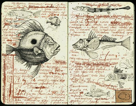 Fishes | Flickr - Photo Sharing! Explorers Journal, Explorer Journal, Andrea Joseph, Moleskine Art, Sketchbook Journal, Artist Journal, Artist Sketchbook, Sketch Books, Sketchbook Art Journal