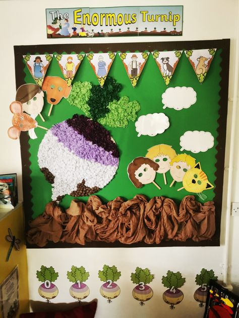 The Enormous Turnip Eyfs, The Enormous Turnip Activities, Enormous Turnip Activities, Nursery Display Boards, The Enormous Turnip, Classroom Art Display, Julia Donaldson, Traditional Tales, Display Boards