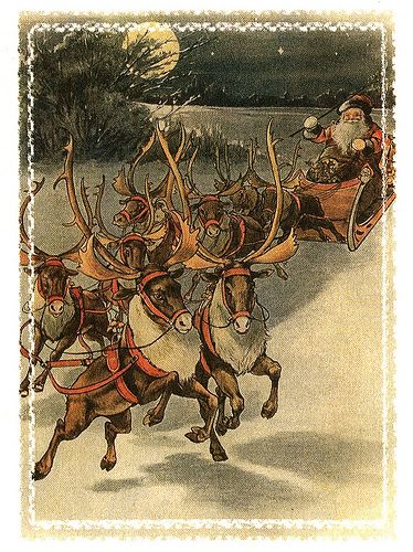 Old Time Christmas Card from 40's or 50's | Flickr - Photo Sharing! Images Noêl Vintages, Old Time Christmas, Victorian Santa, Christmas Ephemera, Vintage Christmas Images, Christmas Graphics, Old Christmas, Old Fashioned Christmas, Christmas Past