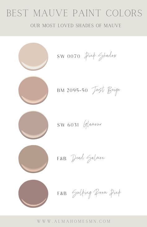 Mauve Wall Color Living Room, Mauve Beige Color Palette, Brown Mauve Paint Color, Pink Brown Paint Color, Best Mauve Paint Colors, Office Palette, British Cottage Interior, Mauve Paint, Mauve Bathroom