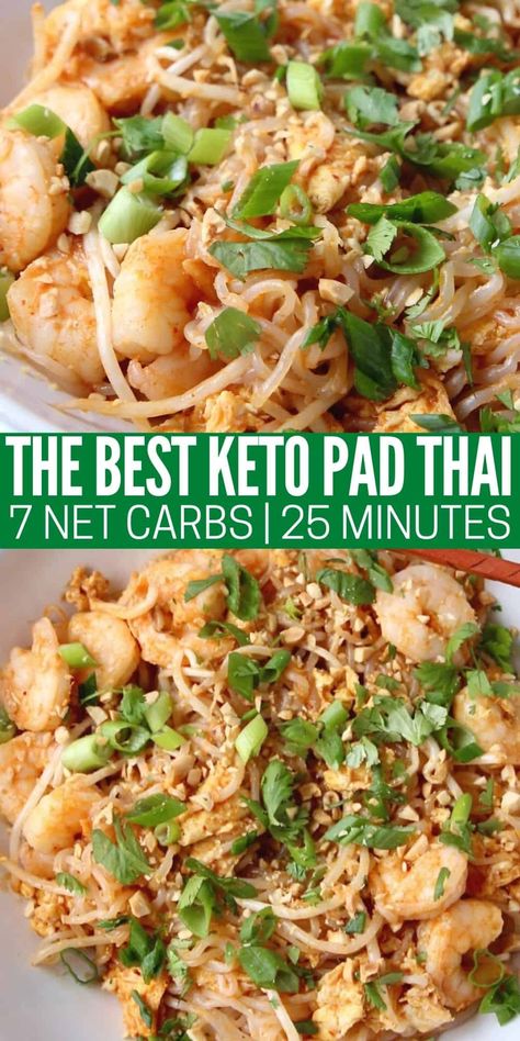 Keto Pad Thai Recipe, Pad Thai Recipe Easy, Keto Pad Thai, Easy Thai Recipes, Chicken Keto, Chicken Pad Thai, Shirataki Noodles, Thai Recipe, Pad Thai Recipe