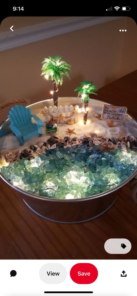 Fish Bowl Ideas Decorations, Fish Bowl Ideas, Beach Fairy Garden, Surf Birthday, Bowl Ideas, Shells And Sand, Beach Place, Beach Room, Sand Dollars