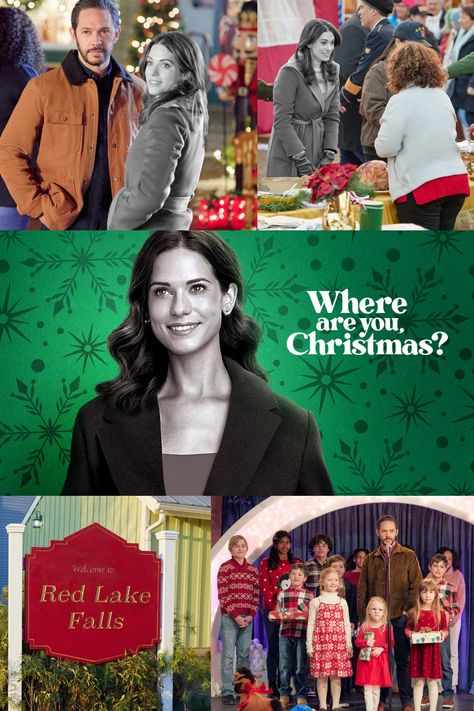 Collage of stills from Hallmark Christmas movie "Where Are You, Christmas?" Where Are You Christmas, Michael Rady, Julie Warner, Lyndsy Fonseca, Inexpensive Christmas, Christmas Films, Red Lake, Movies Of All Time, Hallmark Movie