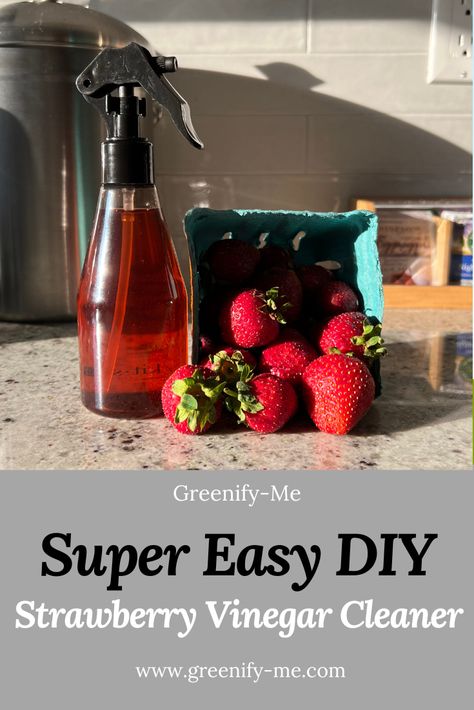 Want to clean with homemade non-toxic cleaners? Here's how to make zero waste strawberry vinegar cleaner! #zerowaste #strawberryvinegar #homemadevinegar #vinegarcleaner Strawberry Vinegar, Cleaning Naturally, Zero Waste Holiday, Living Naturally, Vinegar Cleaner, Swedish Dishes, Green Clean, Clean Lifestyle, Zero Waste Kitchen